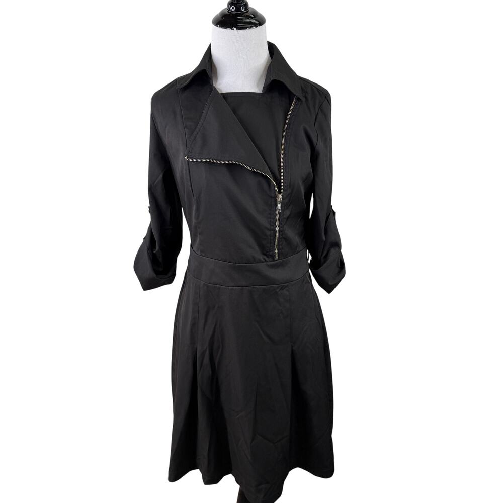 Griffin Black Half Zip Fold Over Dress Size Medium